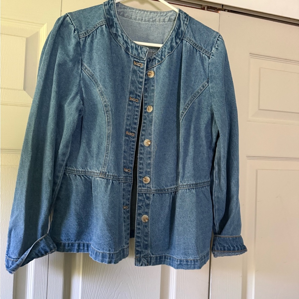 Denim Button-Front Jacket - Blue